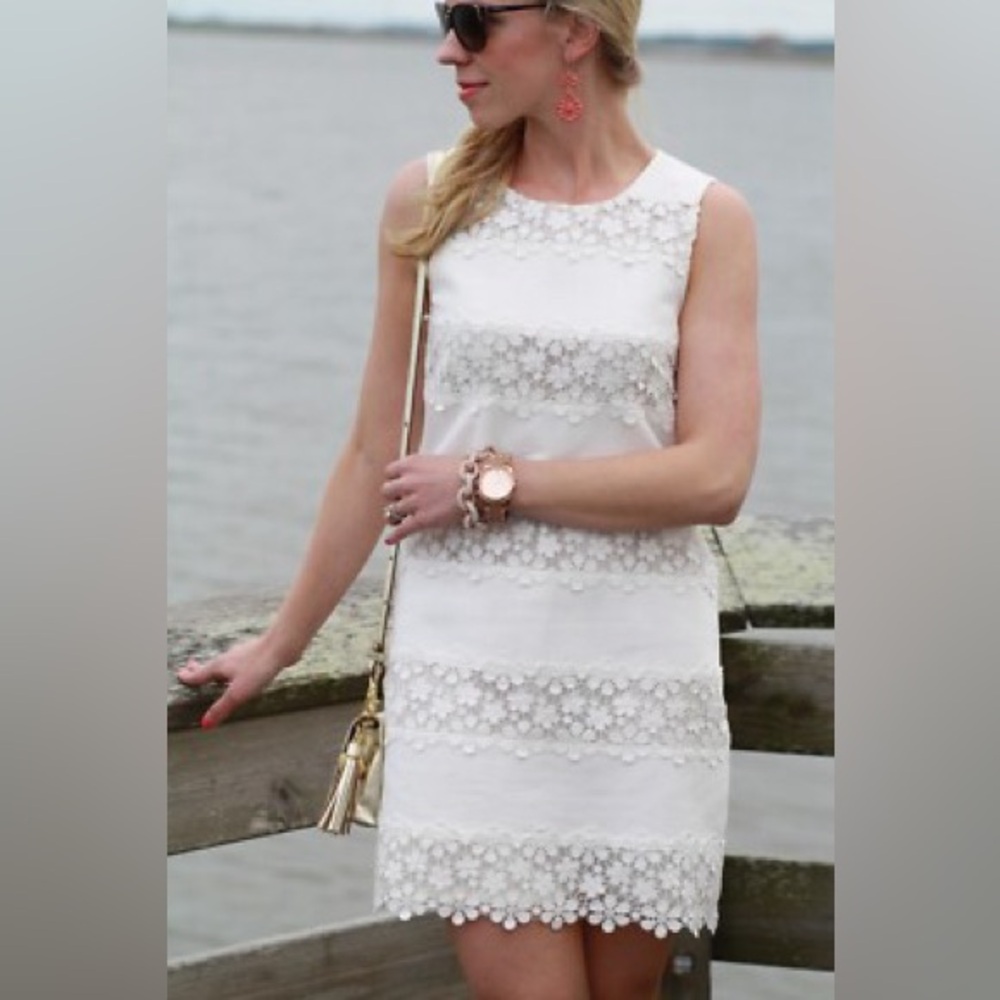 J. Crew Lace Floral Mini Dress‎ White